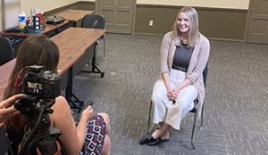 Samantha Sherman being interviewd