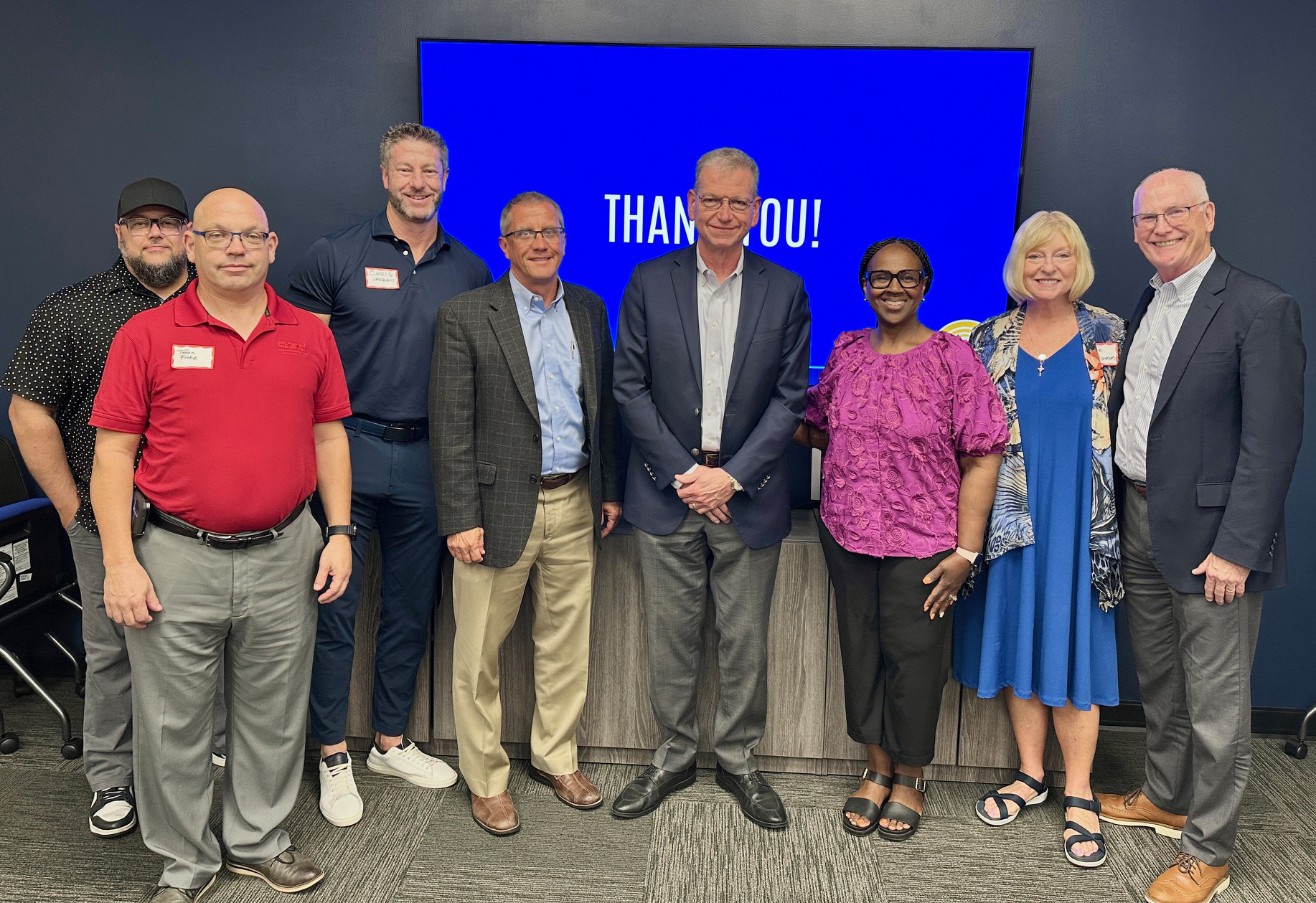 L-R: Billy Dove, Jason Finke, Chris Jarratt, Anthony Roberts, Keith Noble, Dr. Grenita Lathan, Dr. Julie Masterson, Bill Hennessey