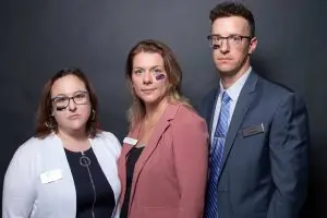 3 people wearing iCare eye patches 