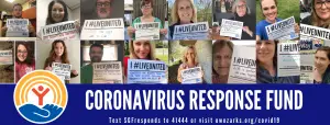 collage of photos of people holding "live united" signs